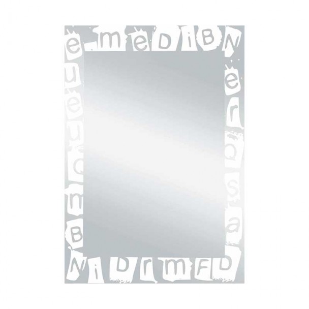 Espejo de Baño Luna Letras Blanco 55x75 cm