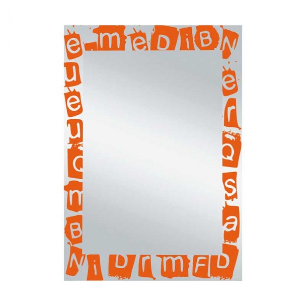 Espejo de Baño Luna Letras Naranja 55x75 cm